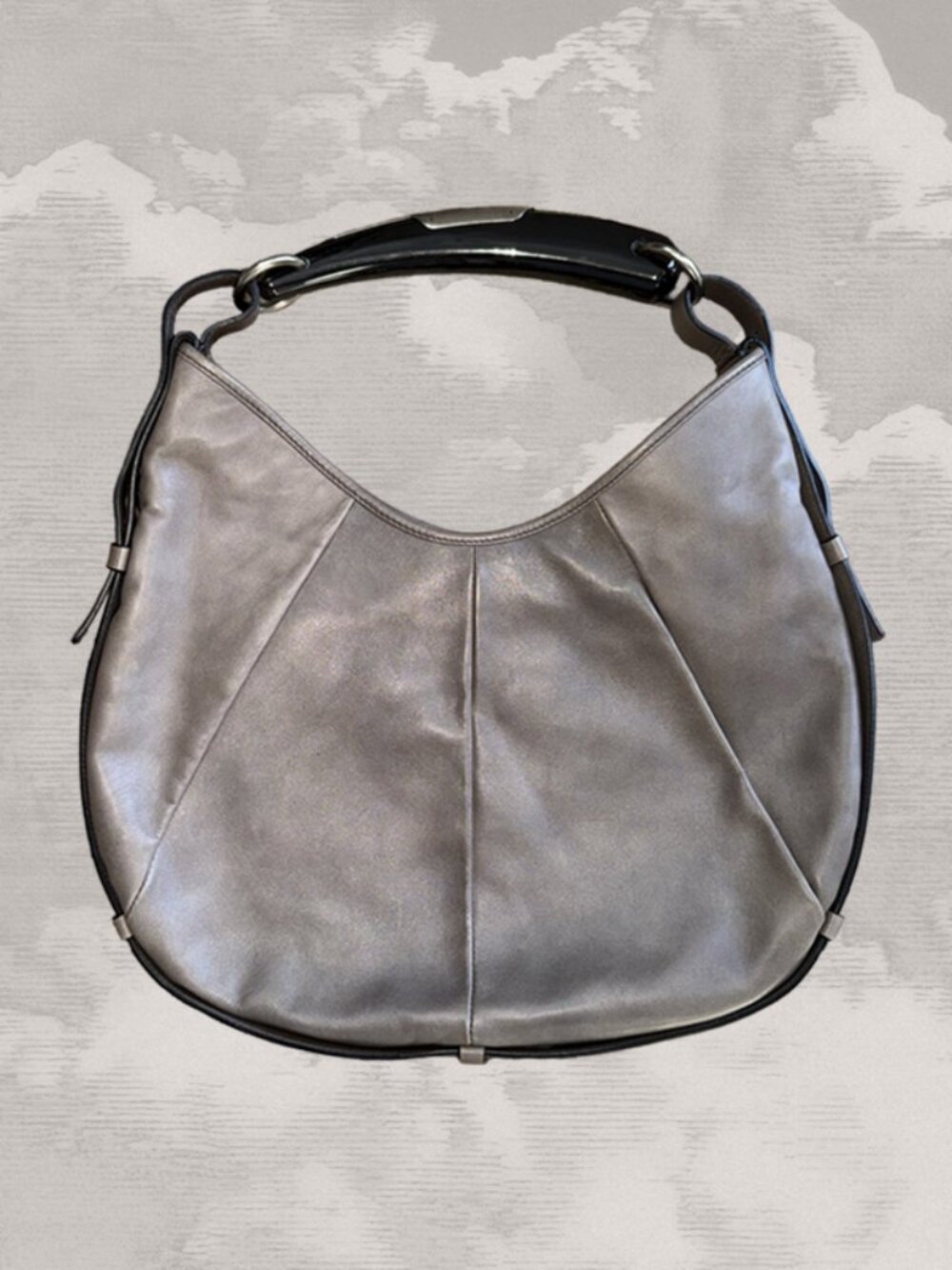 YVES SAINT LAURENT Tom Ford Mombasa Medium Leather Grey Y2K Shoulder bag Black